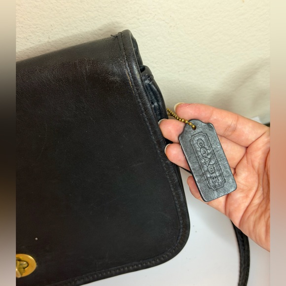 Coach Vintage Penny Pocket Purse Black Leather Crossbody Bag - Picture 2 of 12